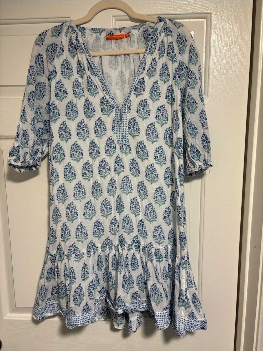 Oliphant Blue Floral Print Tunic Dress
